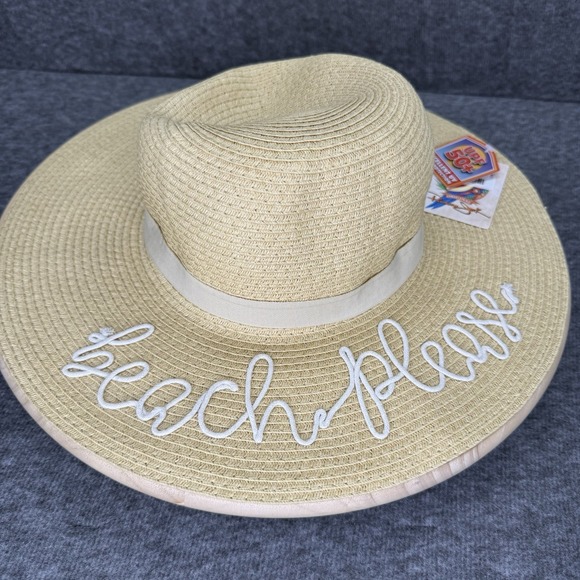 Panama Jack Accessories - PANAMA JACK Floppy Sun‎ Hat Womens OS Natural Wide Brim Beach Please UPF 50+